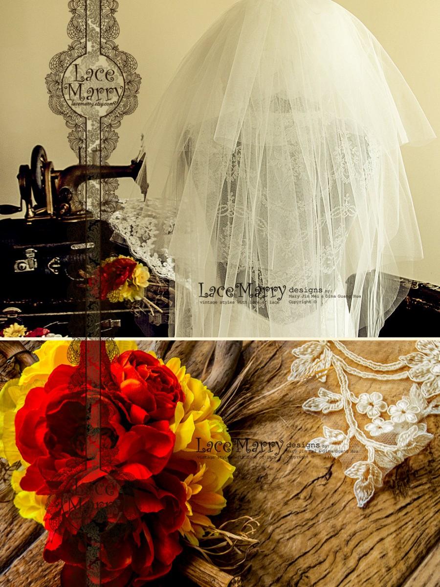 زفاف - Magnolia Long Waltz Length Multi-Layered Flyaway Simple Transparent Wispy Tulle Veil with Comb - Vintage Inspired Wedding Bridal Accessories