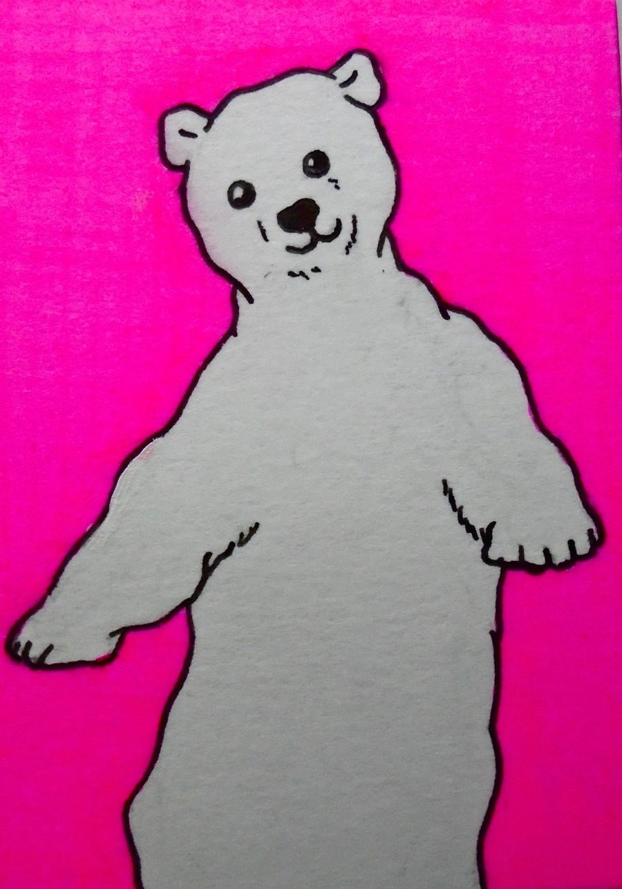 زفاف - Oh, Polar Bear #222 (ARTIST TRADING CARDS) 2.5" x 3.5"  by Mike Kraus Free Shipping!