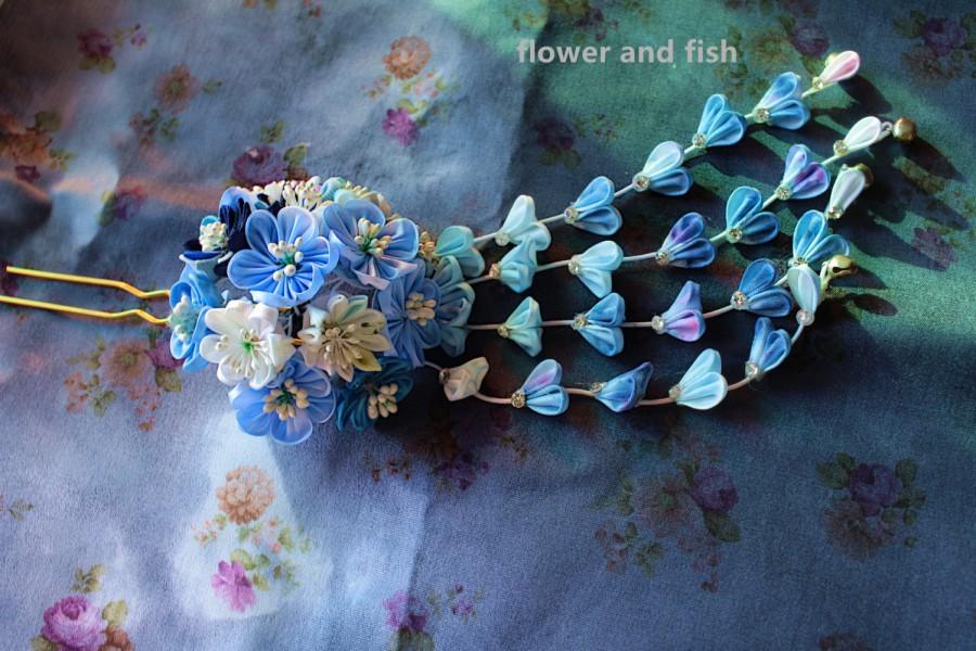 Свадьба - hair accessories for kimono yukata-weddinghair accessory blue bridal hair stick, wedding hair pin, bridal hair flower -B35