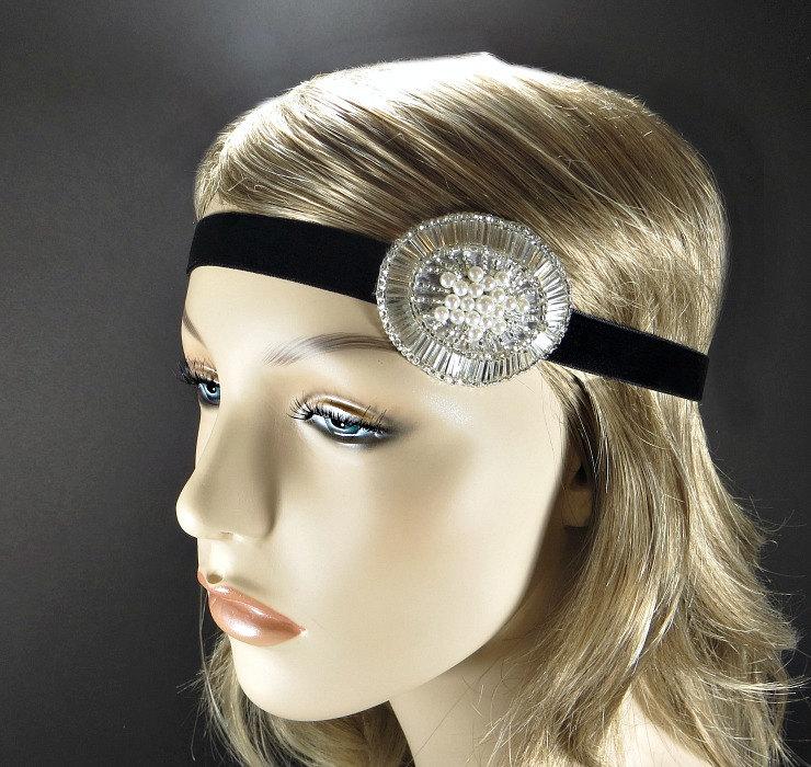 زفاف - Great Gatsby Headpiece, 1920s Headband, Flapper Costume Silver Beaded Headband, Roaring 20s Hair Accessories by Adorning Beauty