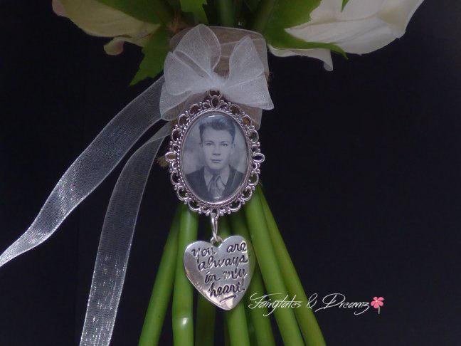 Wedding - Your Always In My Heart Charm -  Bridal Bouquet Photo Charm, Memorial Photo Charm, 25x18 Photo