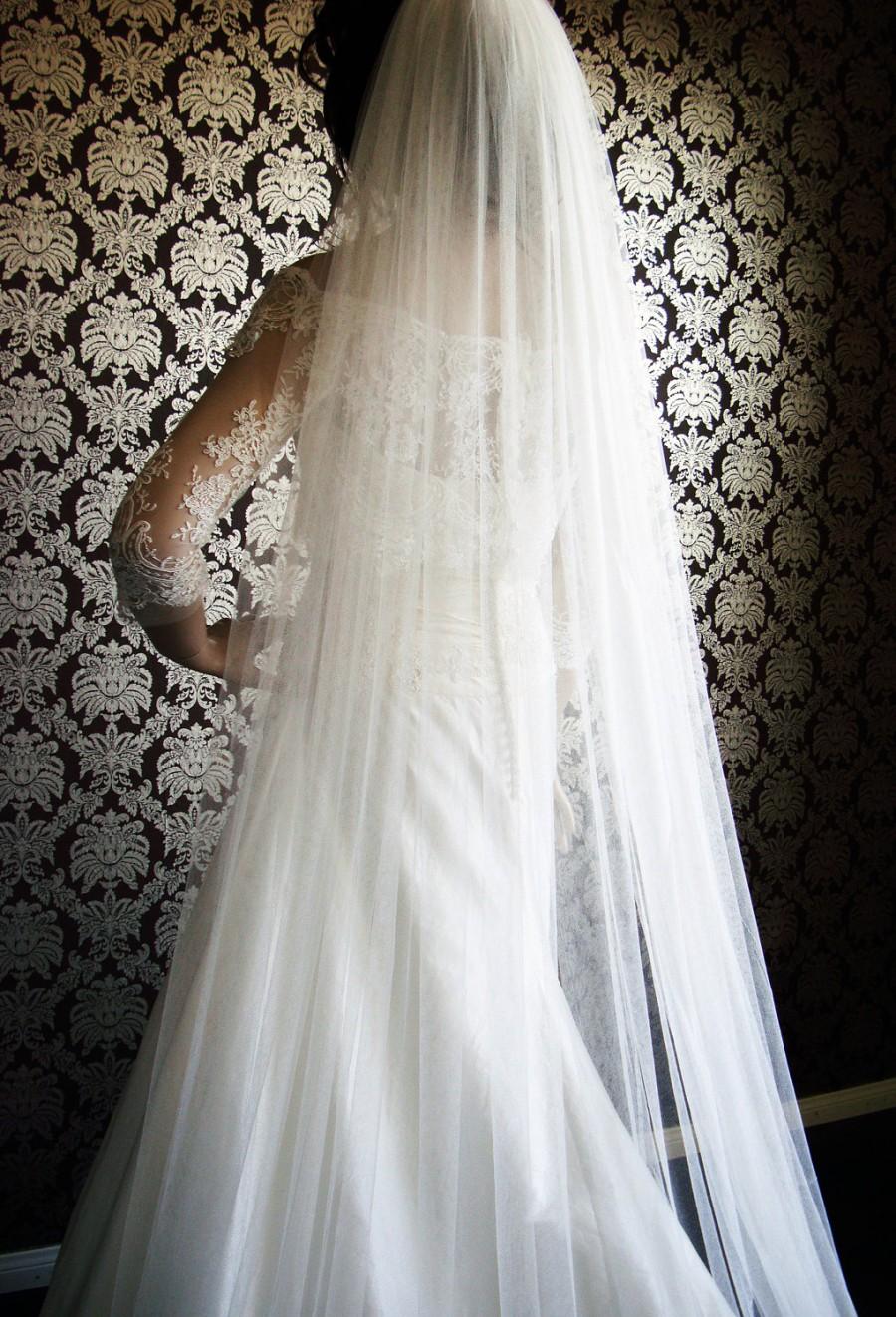 زفاف - Luxury Widest Silk Tulle Soft Silk Cathedral Length Veil 145" Wide Silk Tulle Bridal Veil by IHeartBride Silk Tulle Collection V-AS145 Wide