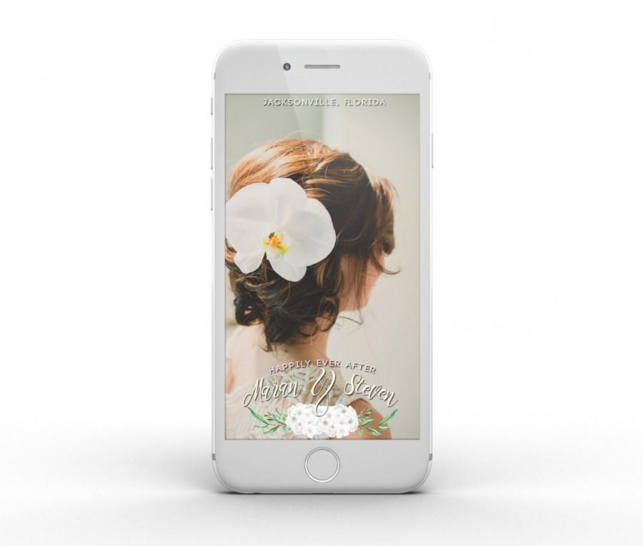 Hochzeit - Custom White Hydrangeas Wedding Snapchat Geofilter