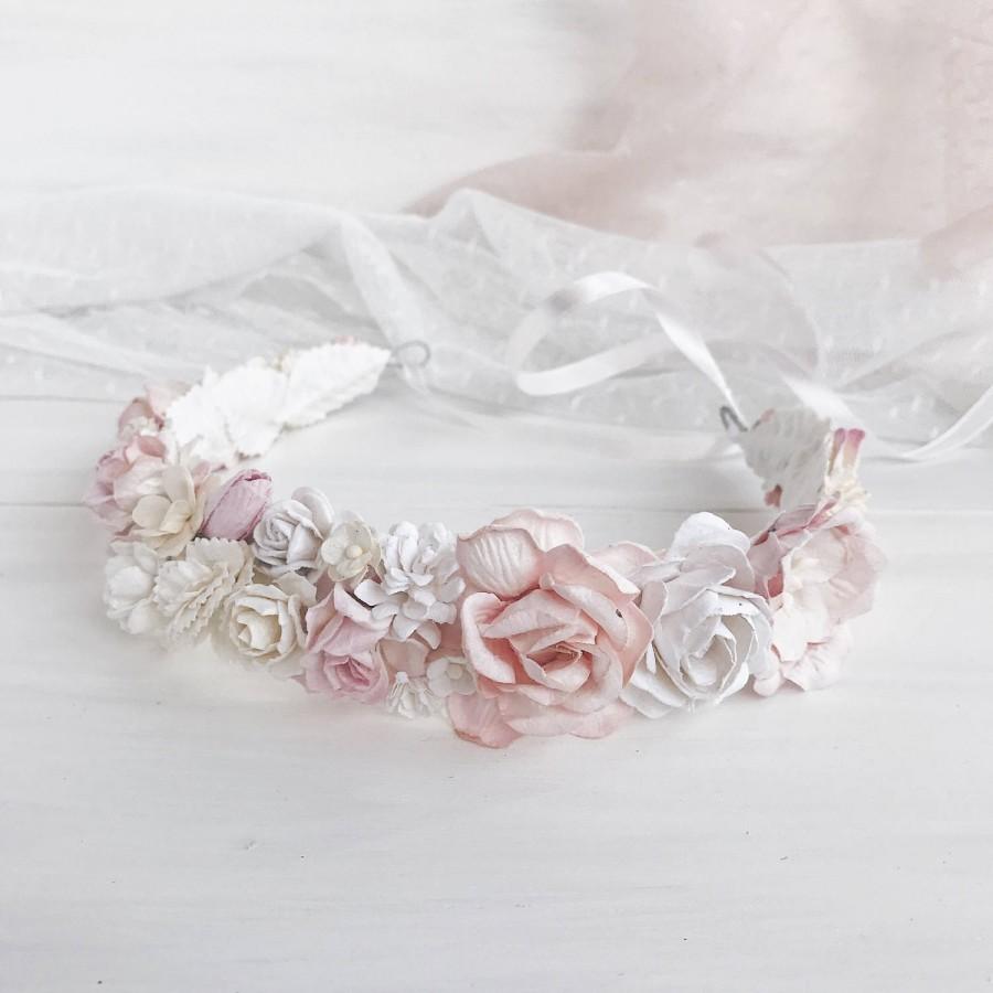 Wedding - Pink blush floral crown, Bridal floral crown, bridal flower crown, floral crown,wedding flower crown,woodland wedding, bridal headband