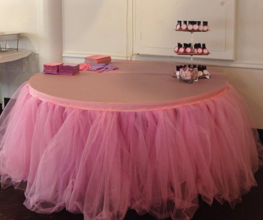 Hochzeit - Custom Tulle Tutu Table Skirt Wedding, Birthday, Baby Shower