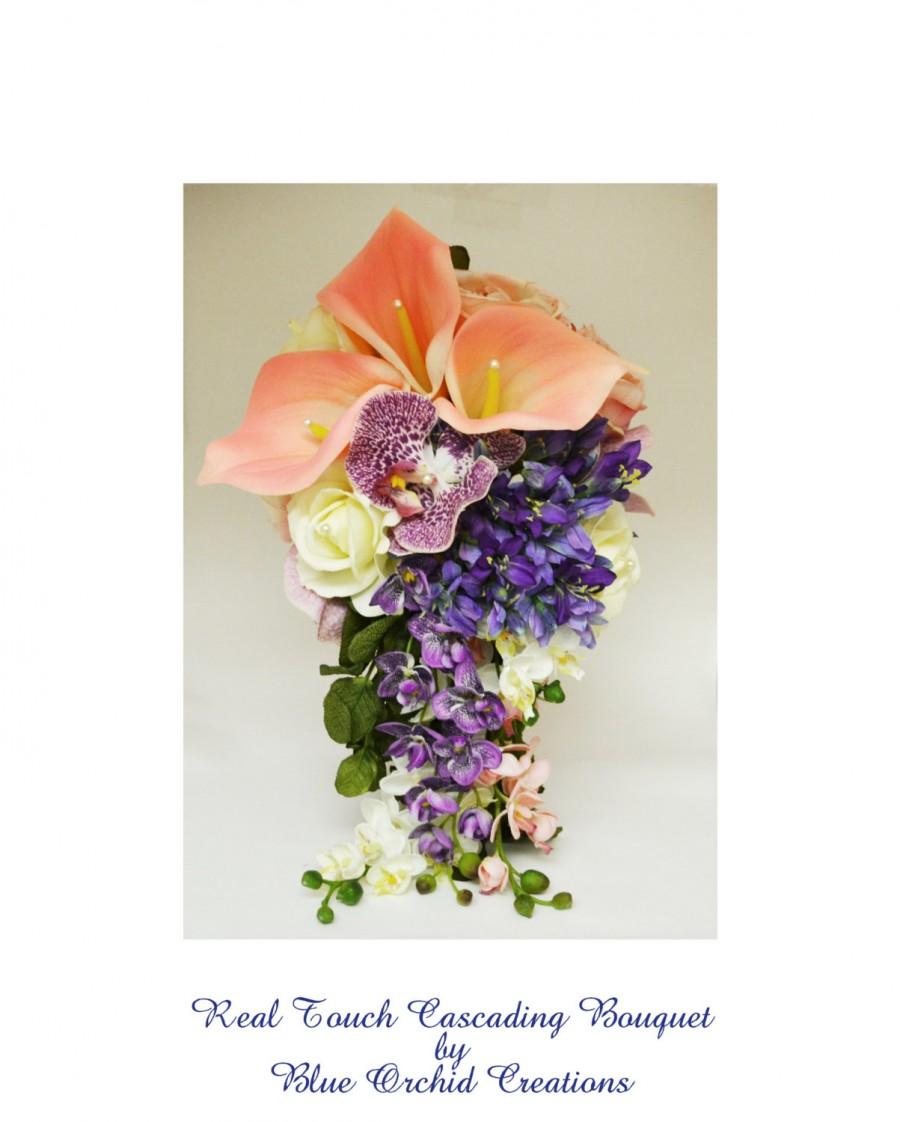 زفاف - Cascade Bouquet - Real Touch, Cascading, Tropical Bouquet, Destination Wedding, Destination Bouquet, Real Touch Flowers, Soft Touch Flowers
