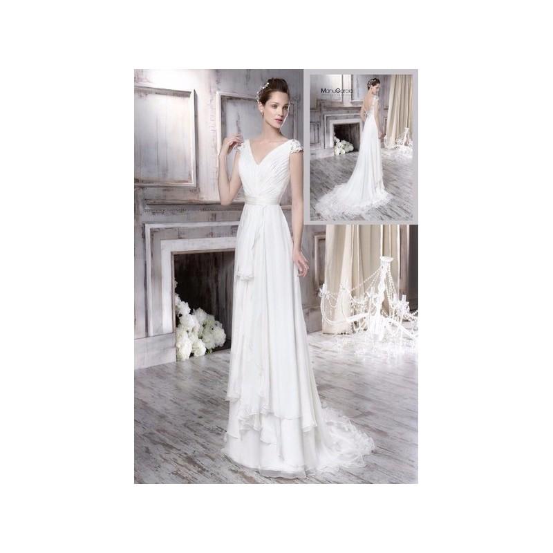 Wedding - Vestido de novia de Manu García Modelo MG0732 - 2016 Recta Pico Vestido - Tienda nupcial con estilo del cordón