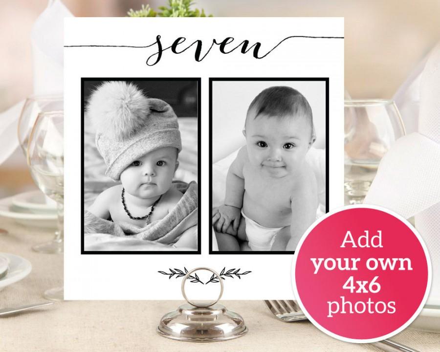 Mariage - Personalized Photo Table Numbers Printable Numbers 1-40, Photo Table Number Cards Templates, Wedding Photo Cards Printable Templates #BT104