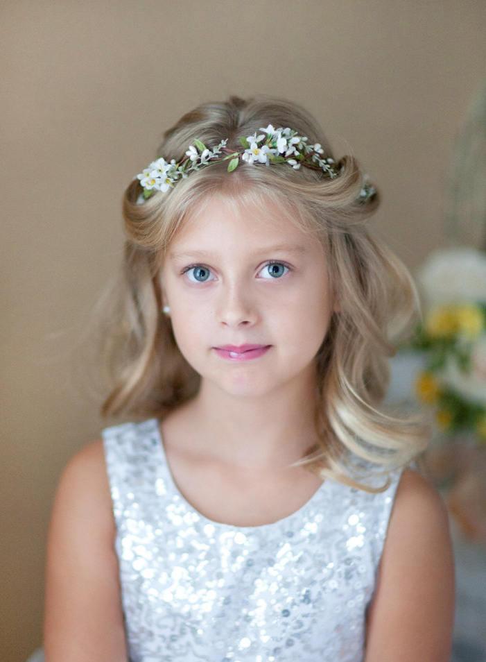 زفاف - first communion hair accessories, white flower crowns for girls, first communion headpiece, flower girl crown, holy communion crown
