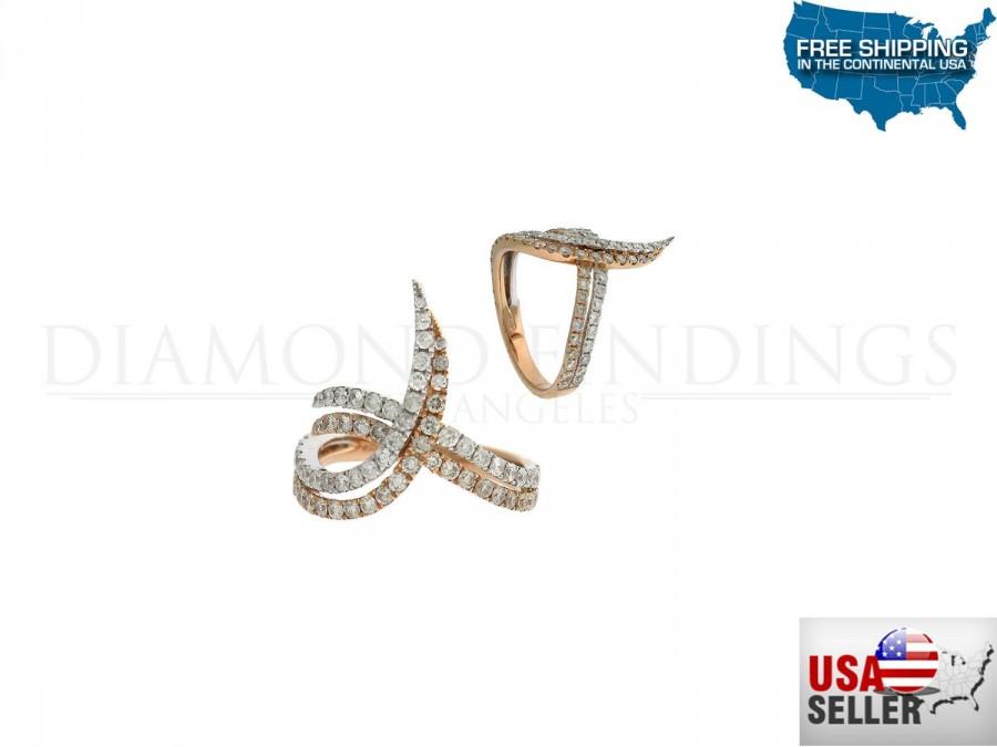 زفاف - DIAMOND Designer RING 18K Rose Gold with Natural Single Cut Diamonds