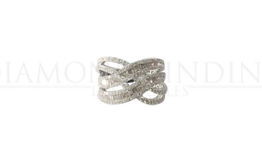 زفاف - Diamond Ring in 18K White Gold, Channel Set Baguette, Waves Ring, Classic Ring, Cocktail Ring, Elegant Ring, Engagement Ring, Anniversary