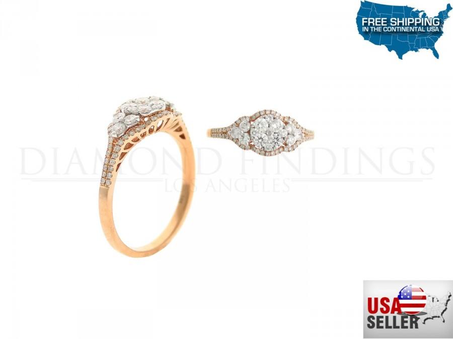 زفاف - 0.70ct Single Cut Round Diamonds 18K Rose Gold Cluster Band Ring - CUSTOM MADE