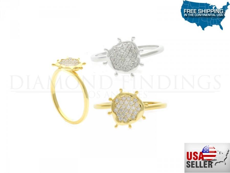 Hochzeit - DIAMOND Designer RING 14K Gold with Natural Single Cut Diamonds