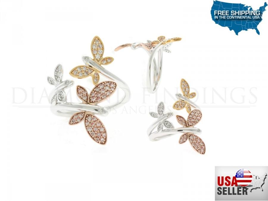 زفاف - Surprising Engagement Rings Butterfly Shape DIAMOND Designer Beautiful RING 14K Gold with Natural Brilliant Cut Diamonds