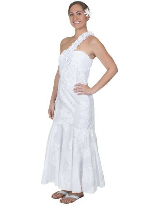 زفاف - One Shoulder Hawaiian Wedding Dress - Hokeo May Lei