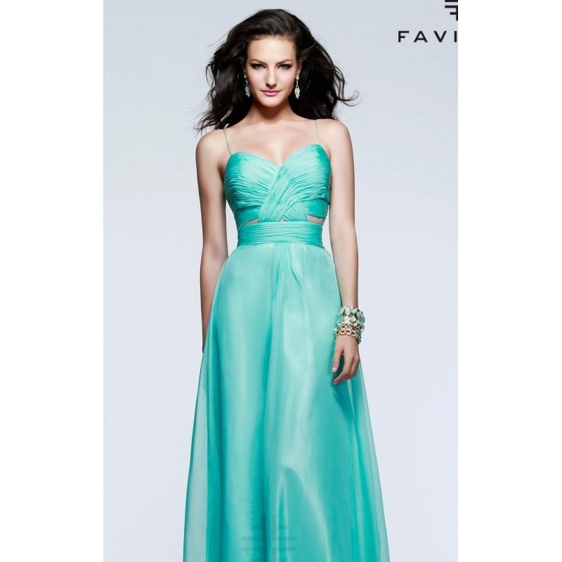 Hochzeit - Seafoam Crisscross Ruched Gown by Faviana - Color Your Classy Wardrobe