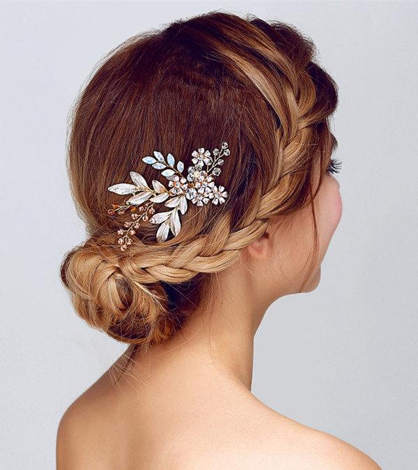 زفاف - Bridal Hair Comb, Grecian Hair Comb, Leafs Hair comb, crystals hair comb, branch hair comb, boho hair comb