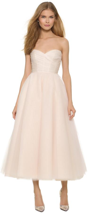 Hochzeit - Monique Lhuillier Sloane Strapless Tea Length Dress