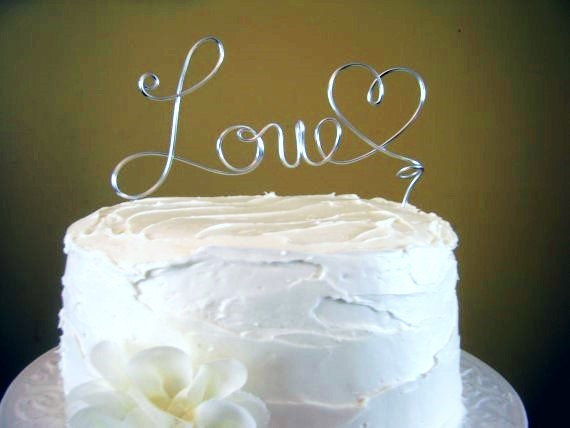 Hochzeit - Wire Wedding Cake Topper "Love" Wire Cake Topper - Many colors available
