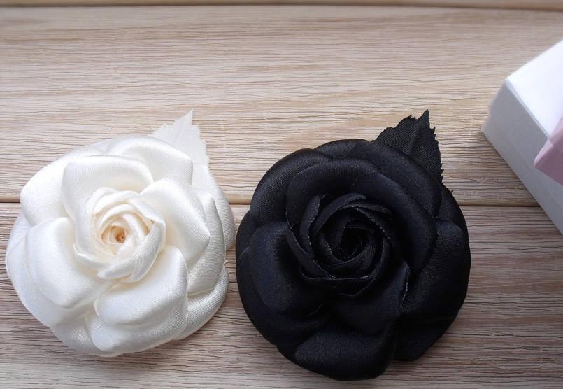 Hochzeit - Ivory Camellia brooch, chanel style,flower brooch,black camellia,camellia for hair,camellia decoration,handmade flower,stylish brooch,2017