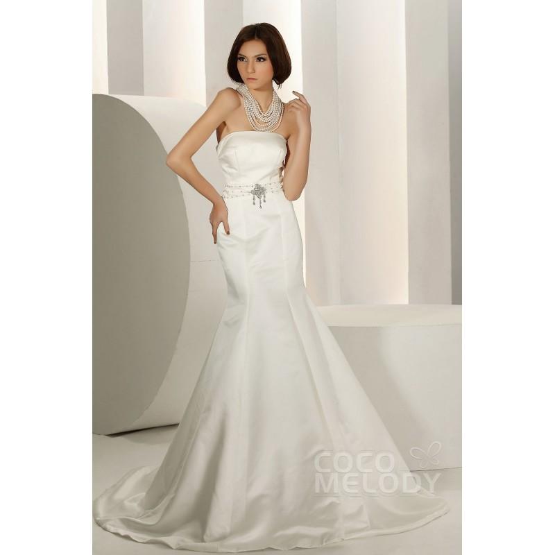 Mariage - Fashion Trumpet-Mermaid Strapless Court Train Satin Wedding Dress CWZT1303B - Top Designer Wedding Online-Shop