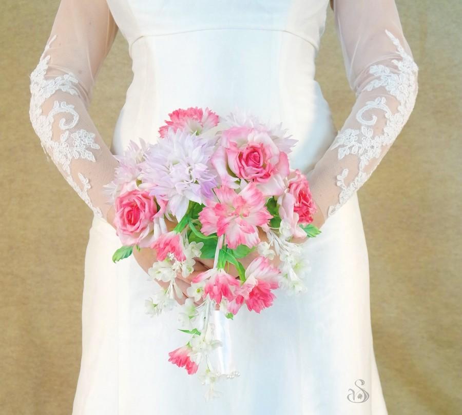 Свадьба - Bridal Wedding Accessories Silk Bouquets Pink Brooch Silk Bouquet Alternative Rustic Bouquet Luxury Wedding  photo session accessories