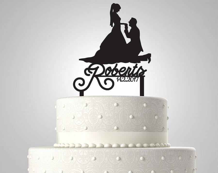 زفاف - Personalized Name and Daet Design Cake Topper Acrylic Topper Wedding TP0015