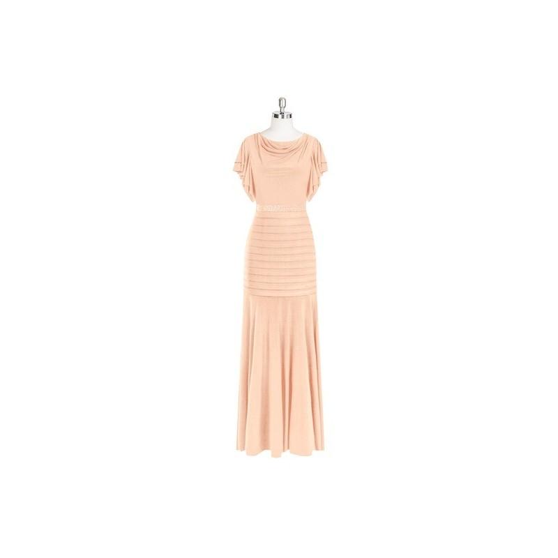 Mariage - Coral Azazie Ryan - Back Zip Stretch Knit Jersey Floor Length Cowl Dress - Charming Bridesmaids Store