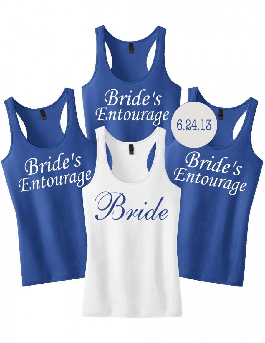 Mariage - Bachelorette Party Shirts 9 with Custom Date or Name.Set of 9 Bridesmaid Shirts.9 Bridesmaids Tanks.Custom Bachelorette Tanks.Bride Tank Top