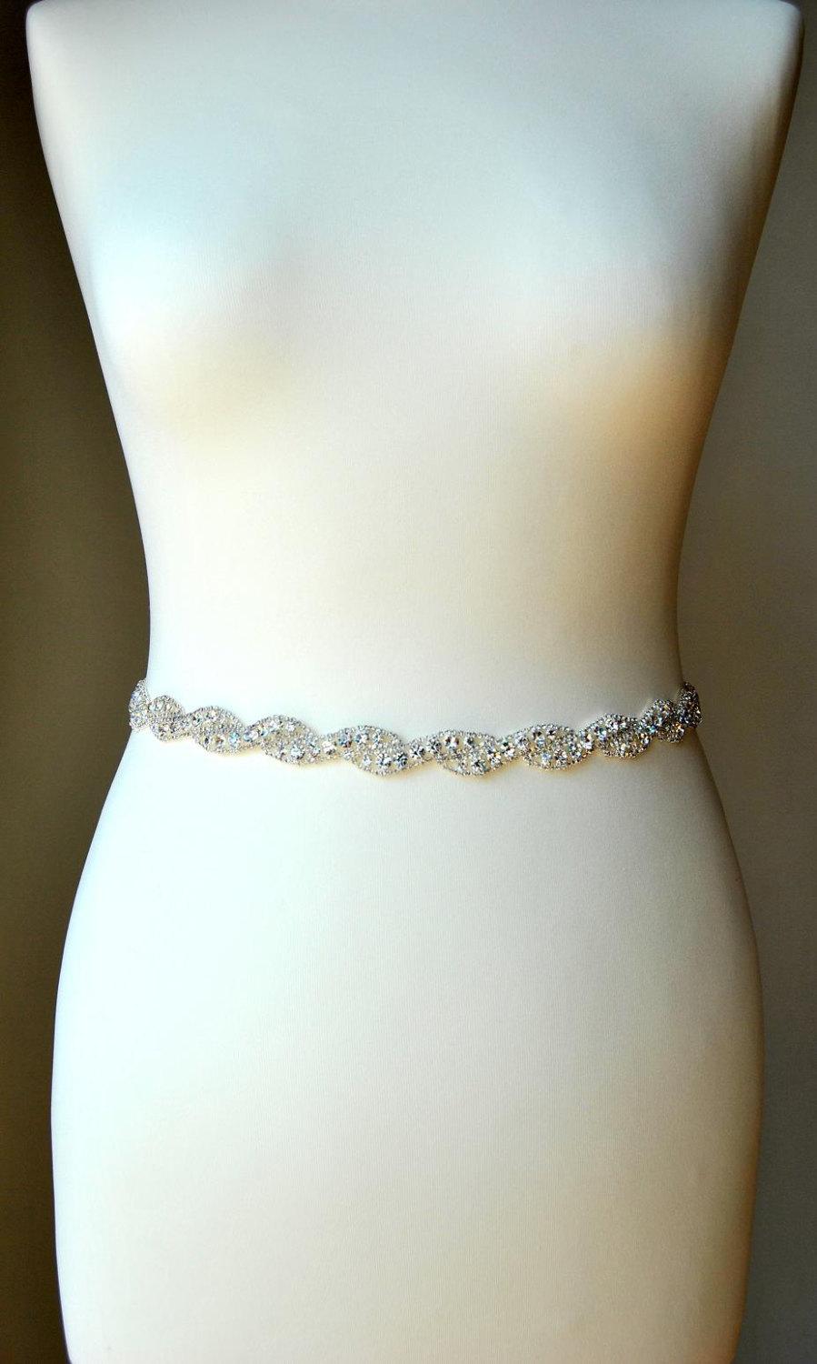 Mariage - Bridal Belt Sash Rhinestone Belt Sash Flower Girl Bridesmaid Gift Sash belt Crystal Dress Sash Belt