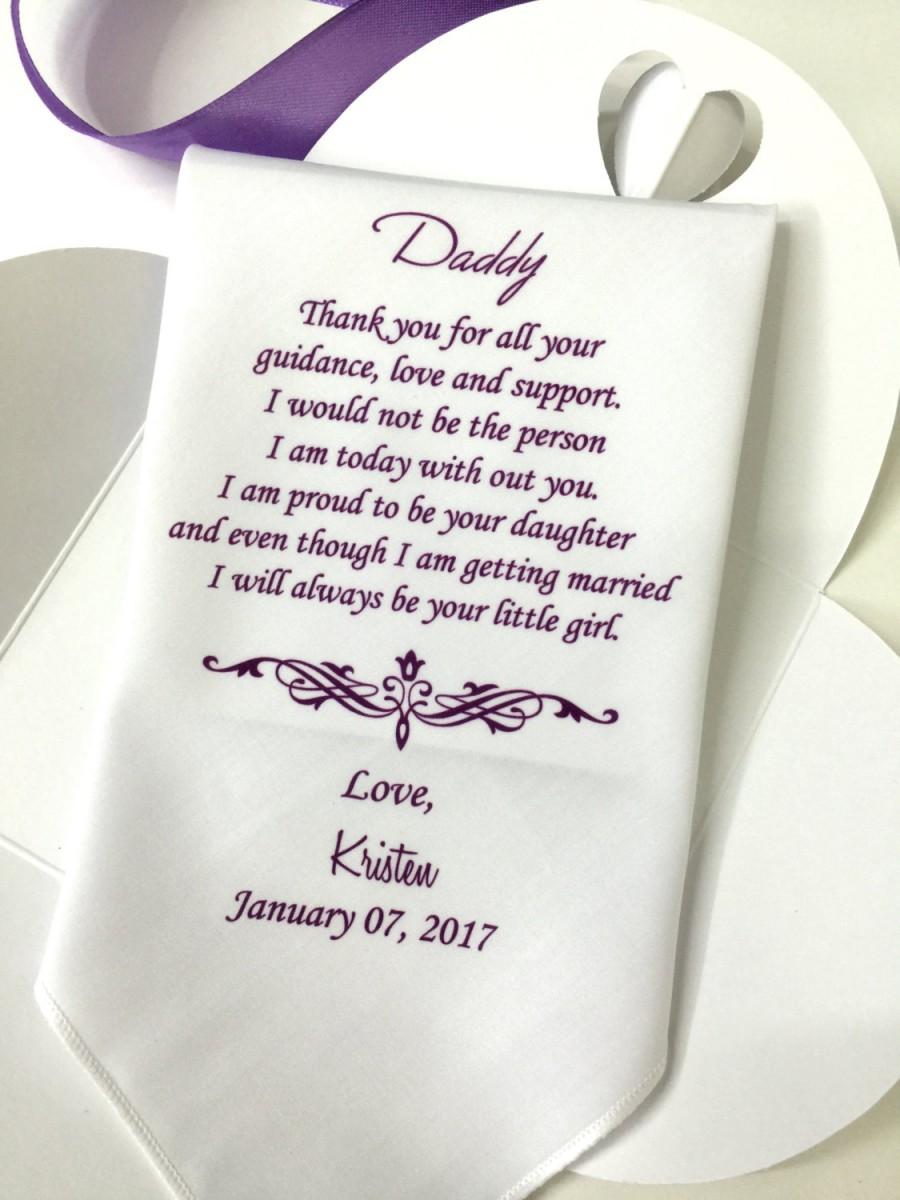 Mariage - Father Of the Bride Wedding Handkerchiefs- Weddings Gift-Always Your Little Girl-Printed-Prints -Free Wedding Handkerchief Gift Box/HY1055