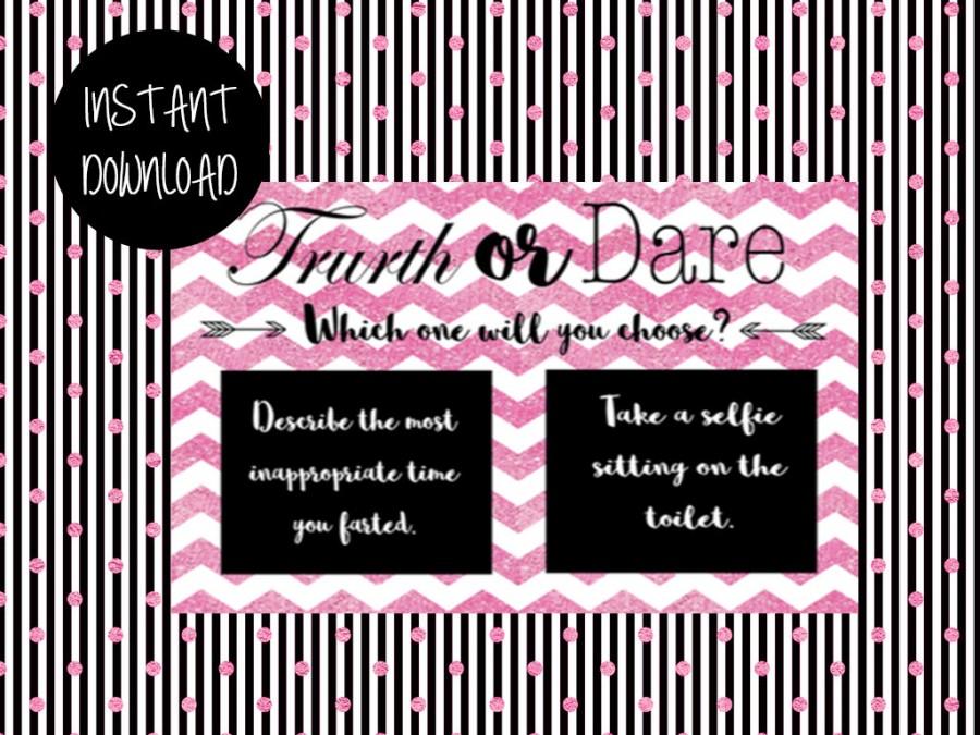 Свадьба - Truth or Dare, Bachelorette, Hens, Party Game, Girls Night PRINTABLE INSTANT DOWNLOAD