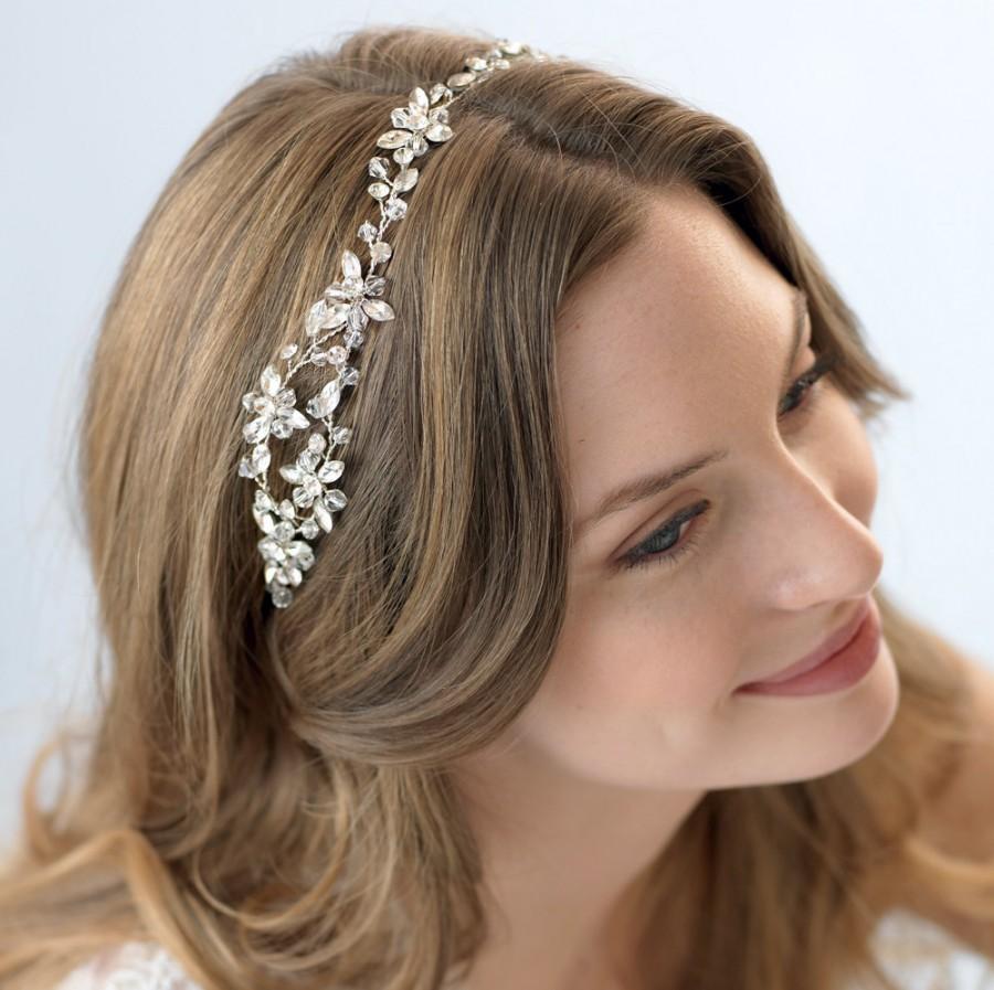 Wedding - Crystal Wedding Headband, Rhinestone Bridal Headband, Crystal Headband, Floral Headband, Headband for Bride, Bridal Hair Accessory ~TI-3232