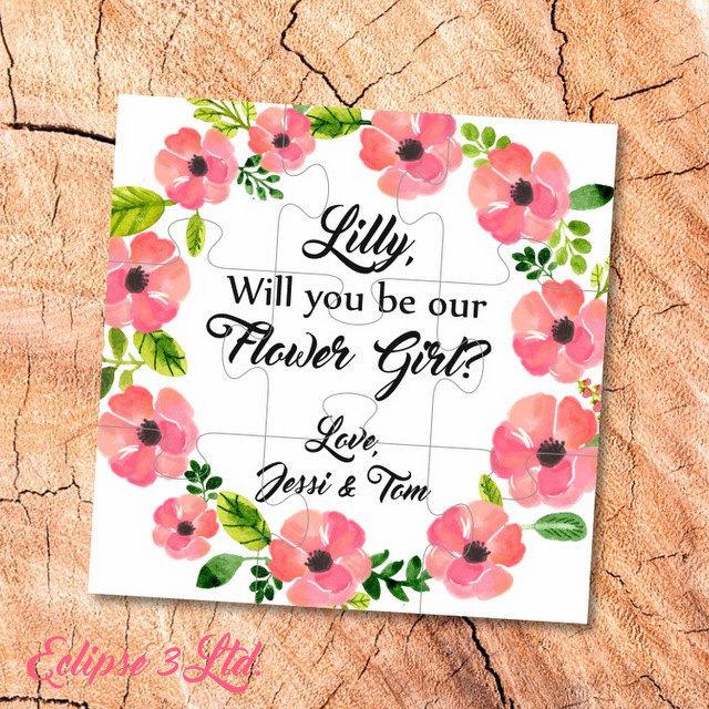 Hochzeit - Will You Be my Flower girl gift Puzzle proposal Flower girl Will You Be our Flower girl puzzle Ask Flower Girl jigsaw be  Flower girl card