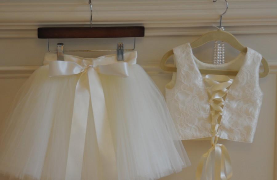 Wedding - Ivory Corset & Tulle Skirt SET,Flower Girls Dress,Premium Soft Tulle Dress,Flower Girls Custom made dress from MyFabBoutique!