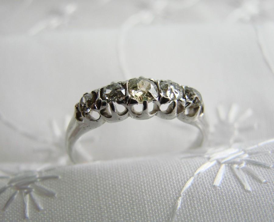 Wedding - Antique White Gold DIAMOND WEDDING RING -- 1890s Wedding Ring, Unique like the Bride, For her Special Day