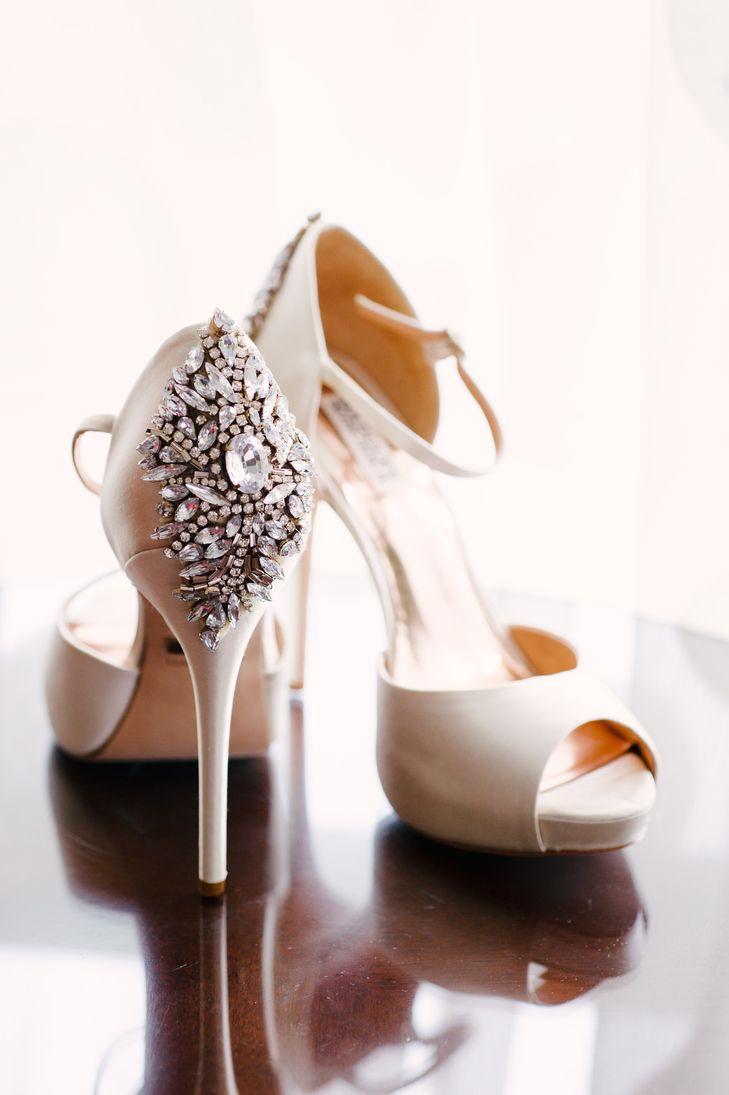 Hochzeit - Badgley Mischka Crystal-Detailed Neutral Wedding Shoes