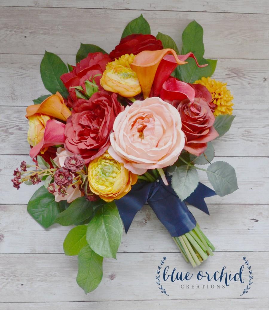 Hochzeit - Fall Rustic Wedding Bouquet, Orange Cranberry Wedding Bouquet
