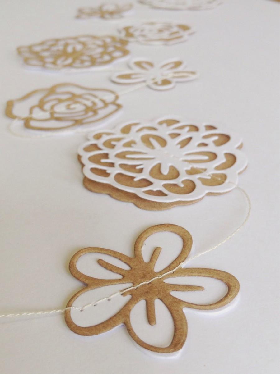 Wedding - Flower Garland - Paper Flowers - Wedding  Decor -  Paper Garland - Bunting - Bridal Shower - Paper Decoration