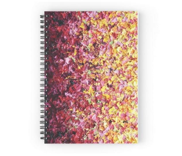 Hochzeit - Colorful Spiral Notebook, Pretty Notepad, Abstract Flowers, Office Accessories, Impressionist Art, Lined Daily Planner, Fun Ruled Journal