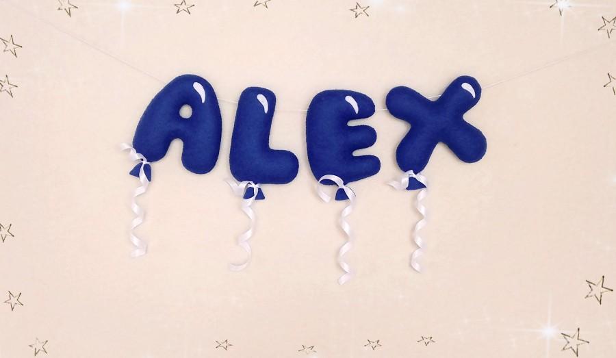 Свадьба - Baby Shower Banner Balloon Letters Name Banner Wall Hanging Decorations Name Garland Newborn Boy Nursery Decor Baby Boy Gift Personalized
