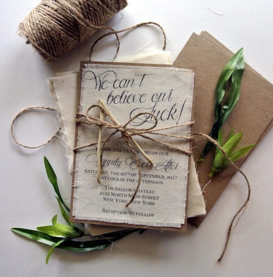 Rustic Wedding Invitation, Lucky Wishbone Wedding Invitation Ideas Burlap Wedding Invitations