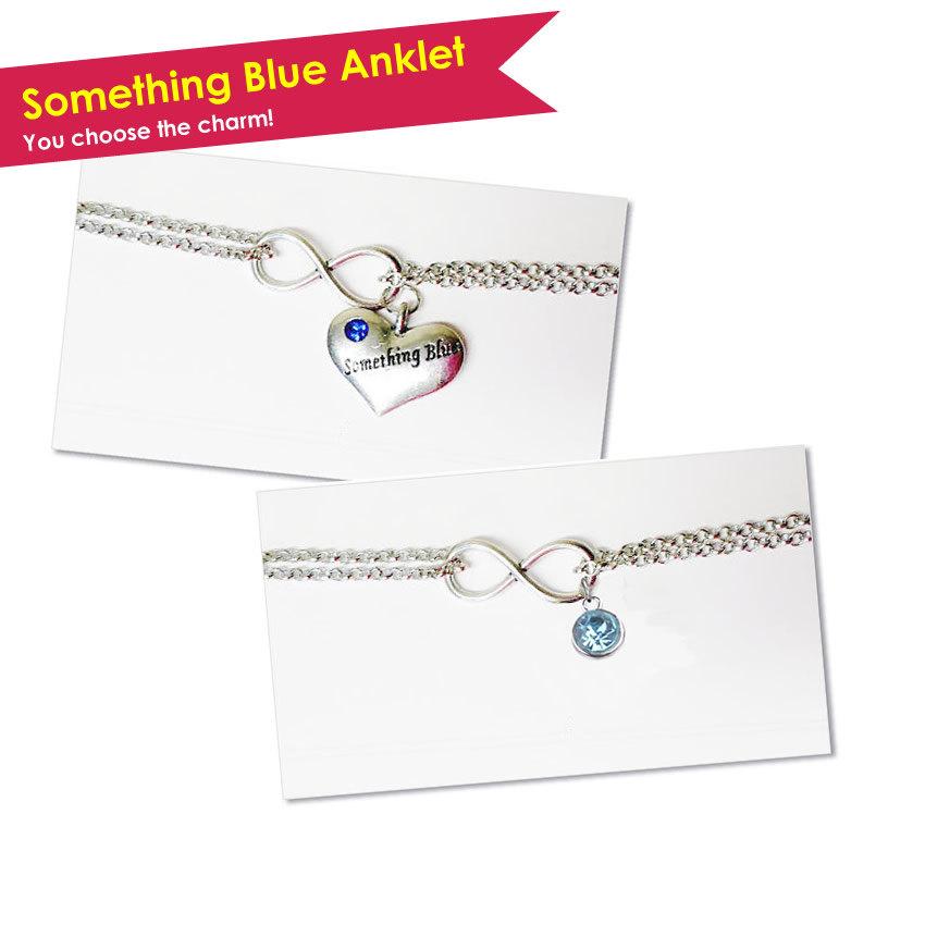زفاف - Something Blue Anklet- Wedding Something Blue Jewelry- Bride Something Blue- Something Blue for the Bride- Infinity Charm- Ankle Bracelet