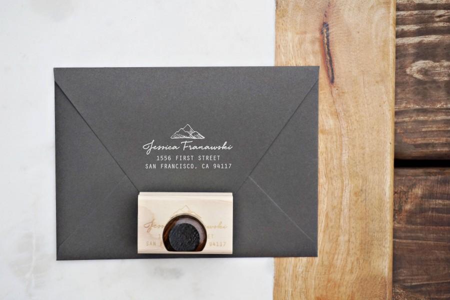 Hochzeit - Personalized Address Stamp – Mountains Stamp – Rustic Address Stamp – Pacific Northwest Address Stamp