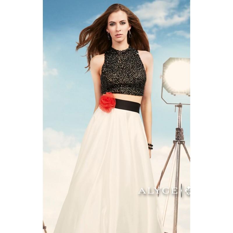 زفاف - White/Black Beaded Crop Top Gown by Alyce Claudine Collection - Color Your Classy Wardrobe