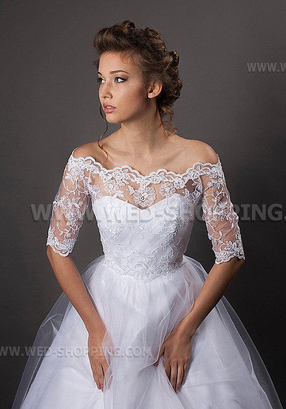 Hochzeit - Off-Shoulder Wedding Bolero Jacket sleeves bridal lace TOP lace off-the-shoulder top bolero back fastening buttons lace top off shoulder