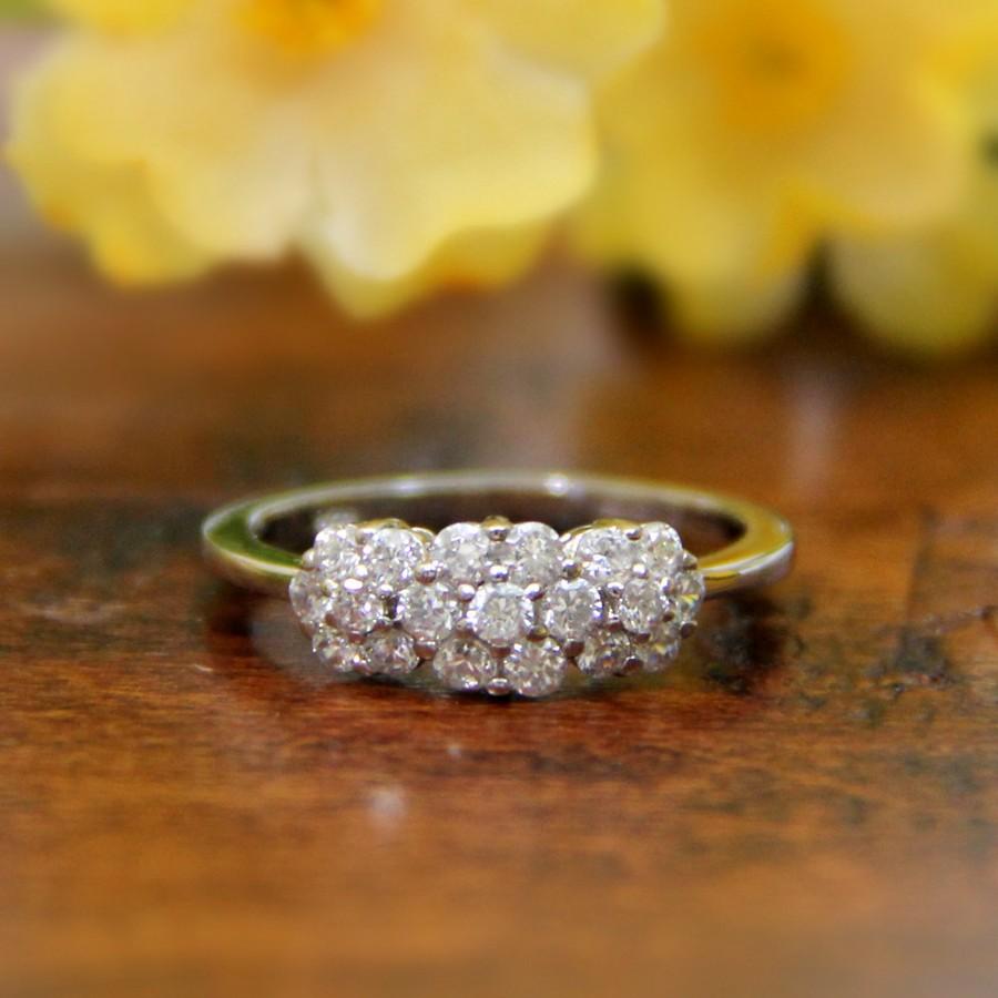 زفاف - 0.5 ct.tw Engagement Ring-Brilliant Cut Pave Set Diamond Simulants-Anniversary Ring-Bridal Ring-Promise Ring-Solid Sterling Silver [1317]