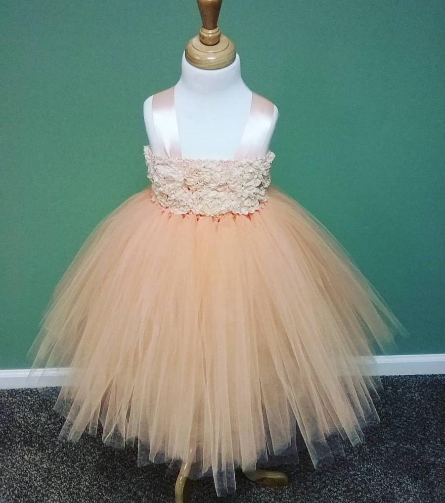 زفاف - Peach Flower Girl Dress/Peach Flower Girl Tutu Dress/Peach Tutu Dress/Toddler Tutu Dress/Birthday Tutu Dress/Princess Tutu Dress
