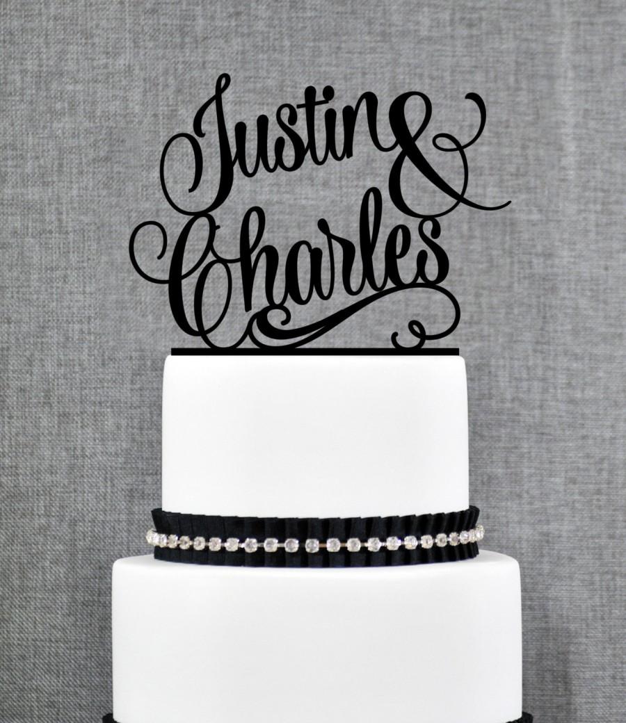 Wedding - Name Cake Topper, Personalized Cake Topper, Wedding Cake Topper, Scripted Cake Topper, Calligraphy Cake Topper, Monogram Cake Topper (T205)
