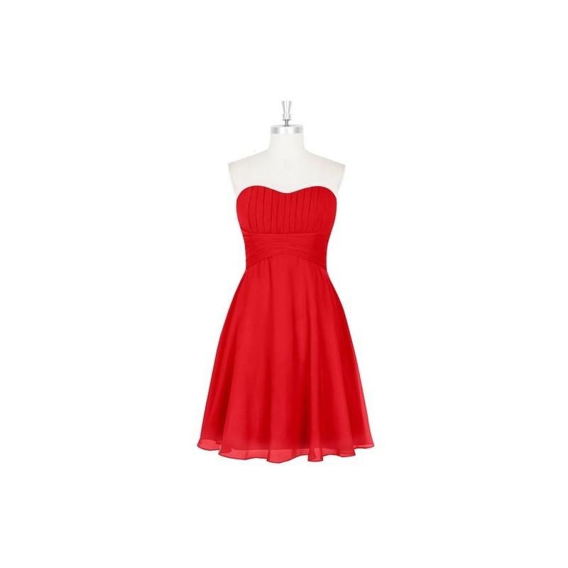 زفاف - Red Azazie Aryana - Chiffon Sweetheart Knee Length Back Zip Dress - Charming Bridesmaids Store